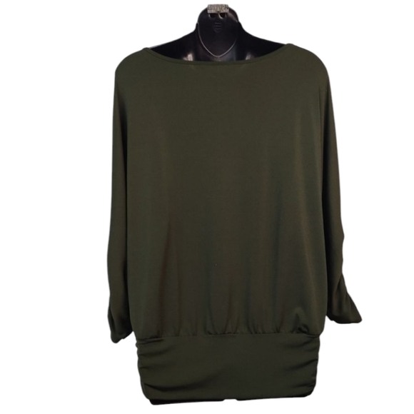 Apt. 9 Women's Green Ruched Sleeve Top Blouse Size L - Picture 2 of 12